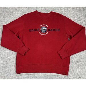 Eddie Bauer Sweatshirt Mens‎ Medium Red Sport Shop Seattle Spell Out Y2K